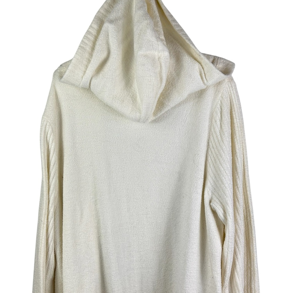 Barefoot Dreams hooded Long Open Front Duster Cardigan - Cream - Picture 4 of 10